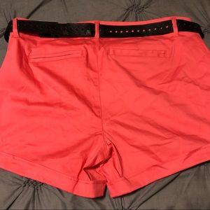 torrid Shorts - Torrid Coral Cuffed Shorts withBelt torrid Shorts - Torrid Coral Cuffed Shorts withBelt